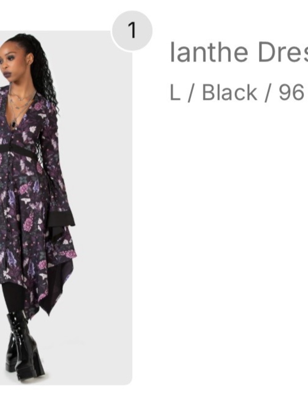 Killstar Ianthe Floral Asymmetric Dress - Purple - Picture 2 of 3